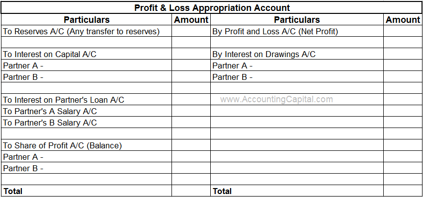 Profit and Loss Appropriation Account Format