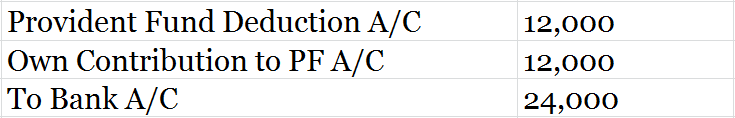 Example - journal entry for PF when both the amounts are deposited