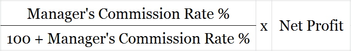 Formula to calculate Manager's Commission after charging such commission