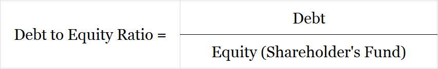 Debt to Equity Ratio Formula