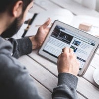 Man studying online