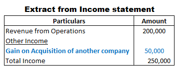 The Gain on purchase of goodwill presentation in income statement 