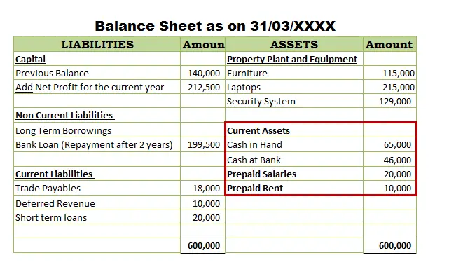 Prepaid expense in income statement