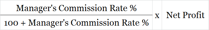 Formula to calculate Manager's Commission after charging the commission