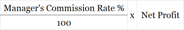 Formula to calculate Manager's Commission before charging the commission