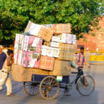 delhi picture of goods being transported by rickshaw