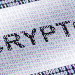 Crypto written on piece of binary code