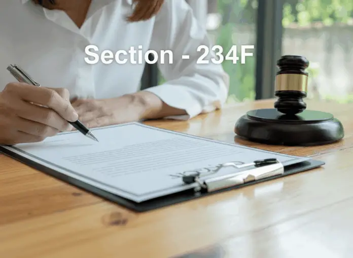 Someone writing on a form on a table and a gavel is kept beside Section234F