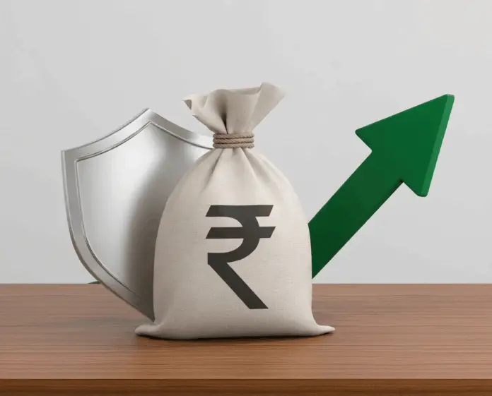 Firefly_a bag with rupee symbole an arrow on right